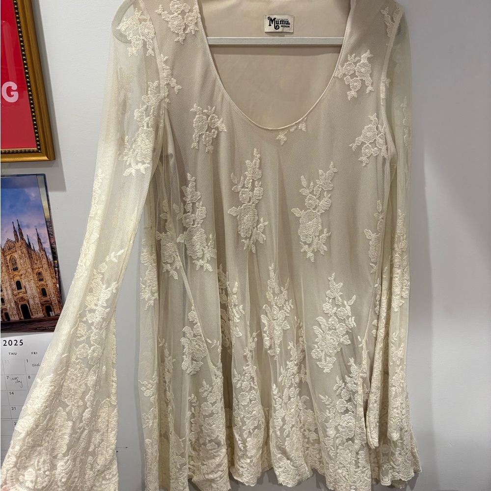 Show Me Your MuMu Ivory Floral Lace Long Sleeve Dress